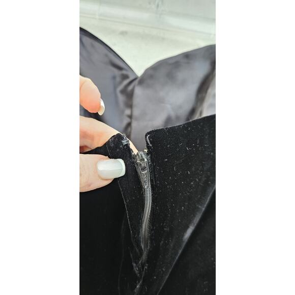 VTG 80s Victor Costa Gown Small 8 Black Velvet Strapless Sweetheart Maxi Dress - Picture 8 of 16